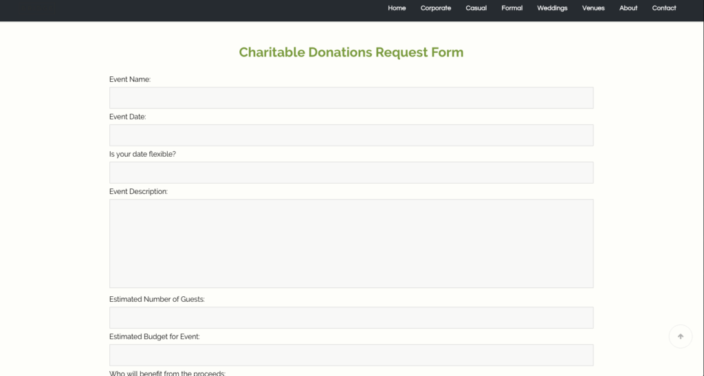 Catering and event planning charitable donations at Lux Catering and Events